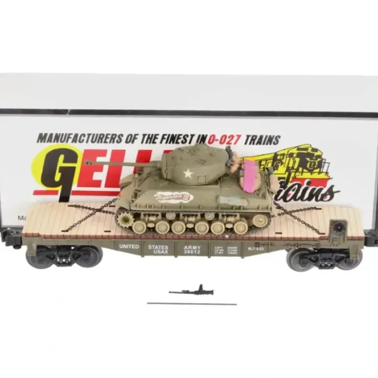 Geller Toy Trains 38012 O US Army Flatcar w/ M4A3 Sherman Tank VG/Box - Your Source for Gaming Essentials