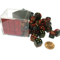 Dice>Gemini 12mm D6 Chessex Dice Block (36 Dice) - Black-Red with Gold Pips - Your Source for Gaming Essentials