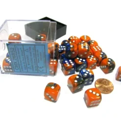 Dice>Gemini 12mm D6 Chessex Dice Block (36 Dice) - Blue-Orange with White Pips - Your Source for Gaming Essentials