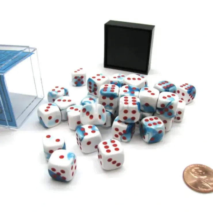 Dice>Gemini 12mm D6 Chessex Dice Block (36 Die) - Astral Blue-White with Red Pips - Your Source for Gaming Essentials