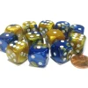 Dice>Gemini 16mm D6 Chessex Dice Block (12 Dice) - Blue-Gold with White Pips - Your Source for Gaming Essentials
