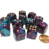 Dice>Gemini 16mm D6 Chessex Dice Block (12 Dice) - Purple-Teal with Gold Pips - Your Source for Gaming Essentials