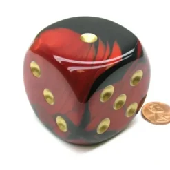 Dice>Gemini 50mm Huge Large D6 Chessex Dice, 1 Piece - Black-Red with Gold Pips - Your Source for Gaming Essentials