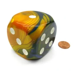 Dice>Gemini 50mm Huge Large D6 Chessex Dice, 1 Piece - Masquerade-Yellow with White - Your Source for Gaming Essentials