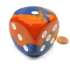 Dice>Gemini 50mm Huge Large D6 Chessex Dice, 1 Piece - Blue-Orange with White Pips - Your Source for Gaming Essentials