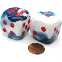 Dice>Gemini 30mm Large D6 Chessex Dice, 2 Pieces - Astral Blue with Red Pips - Your Source for Gaming Essentials