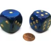 Dice>Gemini 30mm Large D6 Chessex Dice, 2 Pieces - Blue-Green with Gold Pips - Your Source for Gaming Essentials