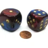 Dice>Gemini 30mm Large D6 Chessex Dice, 2 Pieces - Blue-Magenta with Gold Pips - Your Source for Gaming Essentials