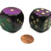Dice>Gemini 30mm Large D6 Chessex Dice, 2 Pieces - Green-Purple with Gold Pips - Your Source for Gaming Essentials