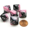 Dice>Gemini 15mm 8 Sided D8 Chessex Dice, 6 Pieces - Black-Pink with White - Your Source for Gaming Essentials