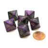 Dice>Gemini 15mm 8 Sided D8 Chessex Dice, 6 Pieces - Black-Purple with Gold - Your Source for Gaming Essentials