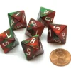 Dice>Gemini 15mm 8 Sided D8 Chessex Dice, 6 Pieces - Green-Red with White - Your Source for Gaming Essentials