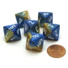 Dice>Gemini 15mm 8 Sided D8 Chessex Dice, 6 Pieces - Blue-Gold with White - Your Source for Gaming Essentials