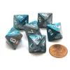 Dice>Gemini 15mm 8 Sided D8 Chessex Dice, 6 Pieces - Steel-Teal with White - Your Source for Gaming Essentials