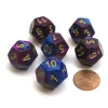 Dice>Gemini 18mm 12 Sided D12 Chessex Dice, 6 Pieces - Blue-Purple with Gold - Your Source for Gaming Essentials