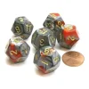 Dice>Gemini 18mm 12 Sided D12 Chessex Dice, 6 Pieces - Orange-Steel with Gold - Your Source for Gaming Essentials