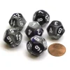 Dice>Gemini 18mm 12 Sided D12 Chessex Dice, 6 Pieces - Purple-Steel with White - Your Source for Gaming Essentials