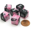 Dice>Gemini 15mm 6-Sided D6 Numbered Chessex Dice, 6 Pieces - Black-Pink with White - Your Source for Gaming Essentials