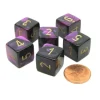 Dice>Gemini 15mm 6-Sided D6 Numbered Chessex Dice, 6 Pieces - Black-Purple with Gold - Your Source for Gaming Essentials