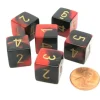 Dice>Gemini 15mm 6-Sided D6 Numbered Chessex Dice, 6 Pieces - Black-Red with Gold - Your Source for Gaming Essentials