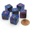 Dice>Gemini 15mm 6-Sided D6 Numbered Chessex Dice, 6 Pieces - Blue-Purple with Gold - Your Source for Gaming Essentials