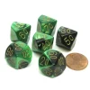 Dice>Gemini 16mm Tens D10 (00-90) Dice, 6 Pieces - Black-Green with Gold Numbers - Your Source for Gaming Essentials