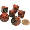 Dice>Gemini 16mm Tens D10 (00-90) Dice, 6 Pieces - Black-Red with Gold Numbers - Your Source for Gaming Essentials