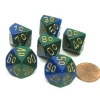 Dice>Gemini 16mm Tens D10 (00-90) Dice, 6 Pieces - Blue-Green with Gold Numbers - Your Source for Gaming Essentials