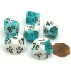 Dice>Gemini 16mm Tens D10 (00-90) Dice, 6 Pieces - Teal-White with Black Numbers - Your Source for Gaming Essentials
