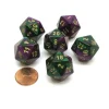 Dice>Gemini 20 Sided D20 Chessex Dice, 6 Pieces - Green-Purple with Gold Numbers - Your Source for Gaming Essentials