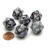 Dice>Gemini 20 Sided D20 Chessex Dice, 6 Pieces - Purple-Steel with White Numbers - Your Source for Gaming Essentials