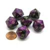 Dice>Gemini 20 Sided D20 Chessex Dice, 6 Pieces - Black-Purple with Gold Numbers - Your Source for Gaming Essentials