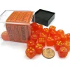Dice>Ghostly Glow 12mm D6 Chessex Dice Block (36 Dice) -Orange with Yellow Pips - Your Source for Gaming Essentials