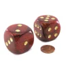 Dice>Glitter 30mm Large D6 Chessex Dice, 2 Pieces - Ruby with Gold Pips - Your Source for Gaming Essentials