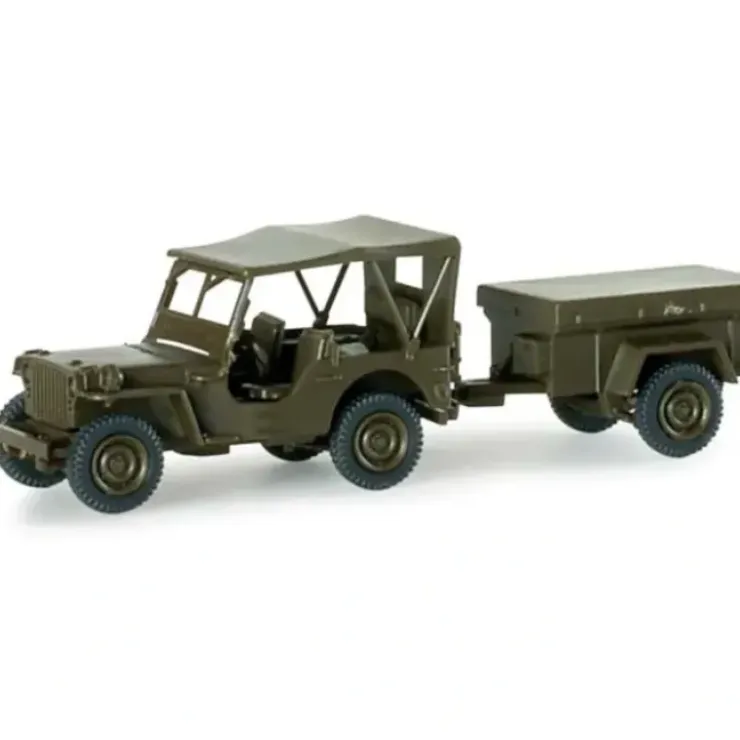 Herpa 741989 HO Roco U.S. Army Willy's Jeep + Anh Trailer MiniTanks - Your Source for Gaming Essentials
