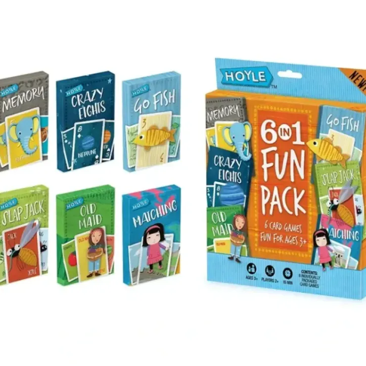 Cards>Hoyle 6 Pack Kid Card Game: Crazy 8s-Go Fish-Old Maid-Memory-Matching-Slapjack - Your Source for Gaming Essentials