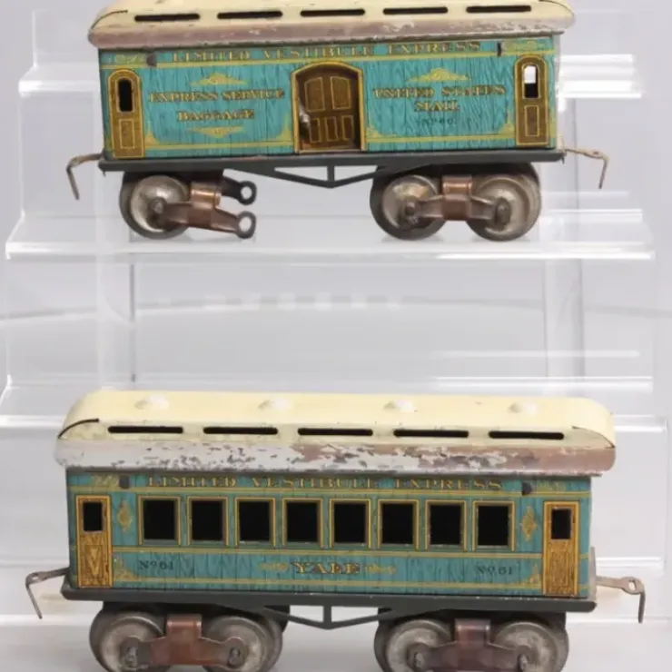 Ives 60 & 61 Vintage O Tinplate US Mail Baggage Car & 'Yale' Passenger Cars - Your Source for Gaming Essentials