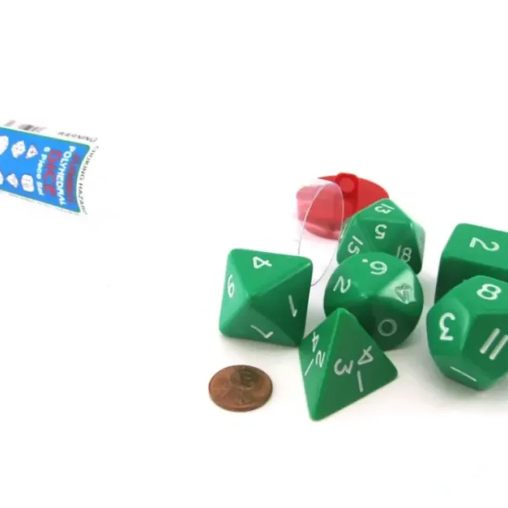 Dice>Jumbo Polyhedral 6-Die Dice Set 23mm-29mm- Green with White Numbers - Your Source for Gaming Essentials