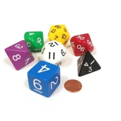 Dice>Jumbo Polyhedral 7-Die Dice Set 23mm-29mm - 7 Different Colors - Your Source for Gaming Essentials