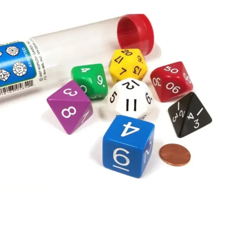 Dice>Jumbo Polyhedral 7-Die Dice Set 23mm-29mm - Assorted Colors - Your Source for Gaming Essentials