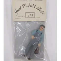 Just Plain Folk 107 Worker in Overalls Holding Bag - Your Source for Gaming Essentials