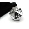 Dice>Large 22mm Zinc Metal Alloy Countdown D20 Dice w Black Bag, 1 Pc - White Numbers - Your Source for Gaming Essentials