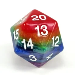 Dice>Limited Edition 55mm Countdown D20 Rainbow Dice with White Numbers - Your Source for Gaming Essentials