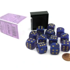 Dice>Luminary Borealis 16mm D6 Dice Block (12 Dice) - Royal Purple with Gold Pips - Your Source for Gaming Essentials