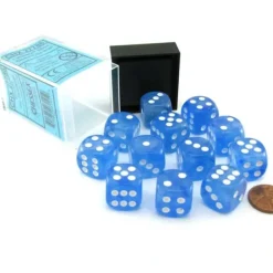 Dice>Luminary Borealis 16mm D6 Dice Block (12 Dice) - Sky Blue with White Pips - Your Source for Gaming Essentials