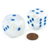 Dice>Luminary Borealis 30mm Large D6 Dice, 2 Pieces - Icicle with Light Blue Pips - Your Source for Gaming Essentials