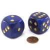 Dice>Luminary Borealis 30mm Large D6 Dice, 2 Pieces - Royal Purple with Gold Pips - Your Source for Gaming Essentials