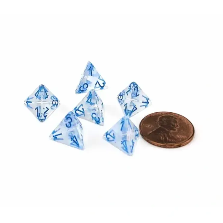 Dice>Luminary Borealis 12mm Mini 4 Sided D4 Dice, 6 Pieces - Icicle with Light Blue - Your Source for Gaming Essentials