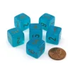 Dice>Luminary Borealis 15mm 6 Sided D6 Dice, 6 Pieces - Teal with Gold Numbers - Your Source for Gaming Essentials