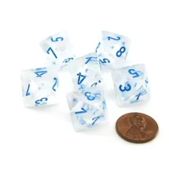 Dice>Luminary Borealis 15mm 8 Sided D8 Dice, 6 Piece - Icicle with Light Blue Numbers - Your Source for Gaming Essentials